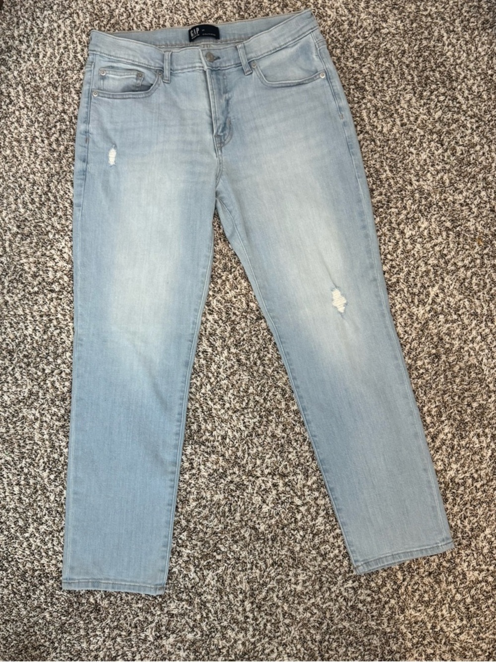GAP Girlfriend Jeans Women’s 29 Light Wash Distressed Straight Leg Denim